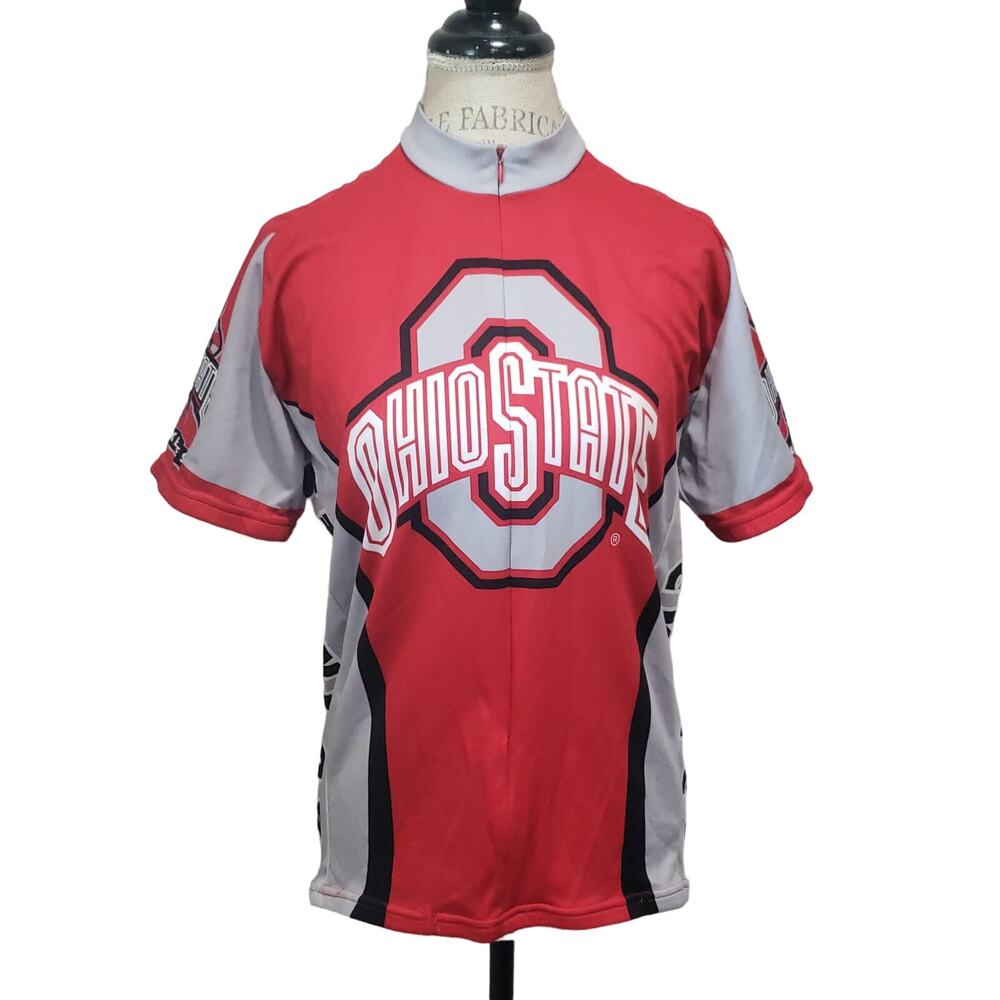 Adrenaline Promo Ohio State Buckeyes College Front 3/4 Zip Cycling Jersey Shirt